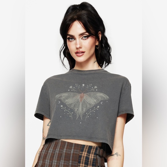 NWT Disturbia Drift Cotton-Blend Jersey Cropped T-Shirt US 4 / UK 8 - Picture 2 of 8